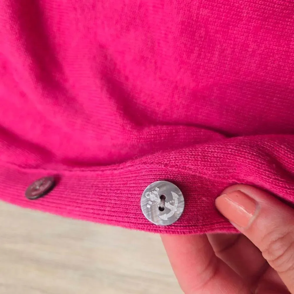 Soft Surroundings pink sweater pink with button details 3/4 sleeve cotton xs